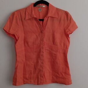 Ecologie Y2K Linen  V Neck Cap Sleeve  Top # 2203